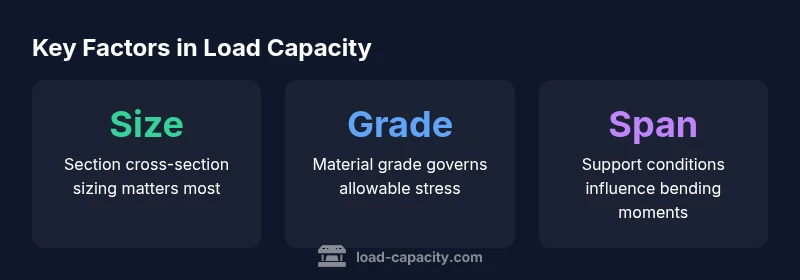Infographic showing key factors in angle iron load capacity