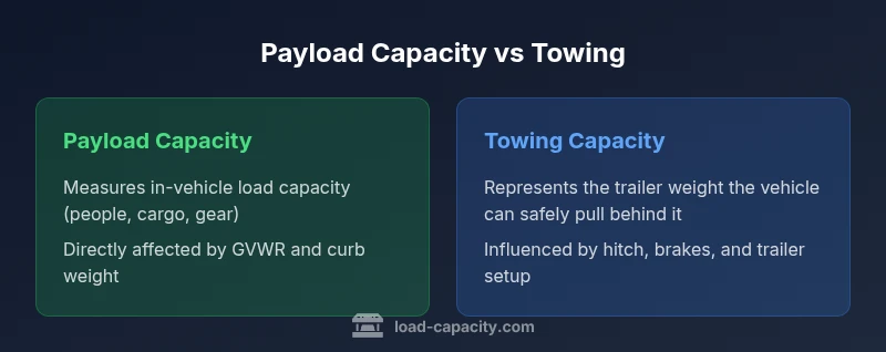 Comparison infographic showing payload capacity vs towing