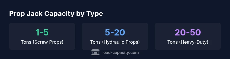 Infographic showing prop jack load capacity ranges by type