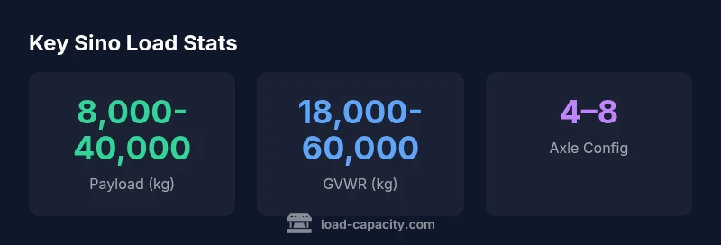 Infographic showing Sino truck payload ranges by configuration