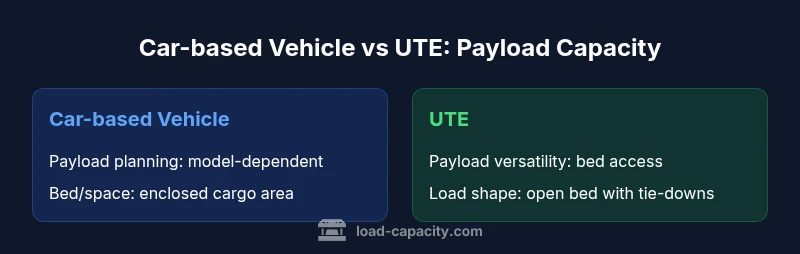 Comparison infographic: car-based vehicle vs ute payload capacity