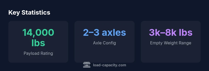 Infographic showing payload rating, axle configurations, and empty weight range for 14k trailer capacity