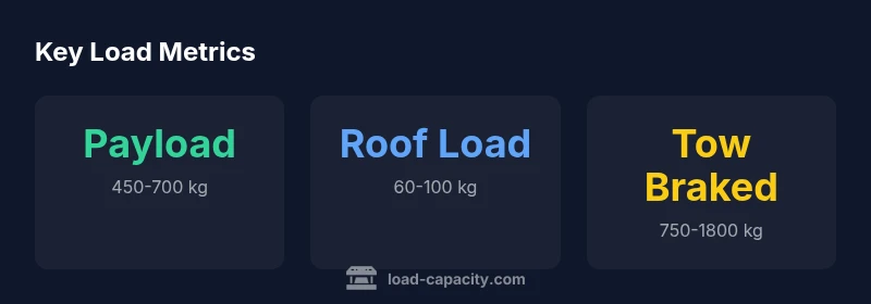 infographic showing payload, roof load, and towing ranges for XUV700