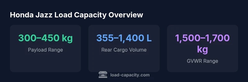 Infographic showing Honda Jazz payload, cargo space, and GVWR ranges