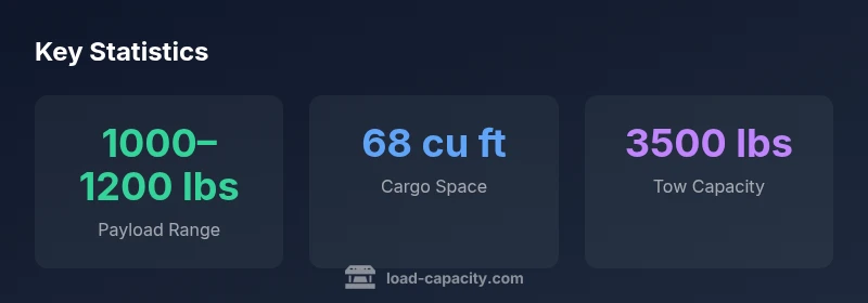 Info graphic showing Model Y payload, cargo space, and tow capacity