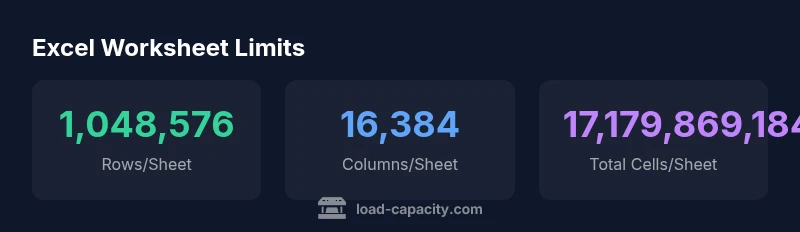 Infographic showing Excel worksheet row/column limits