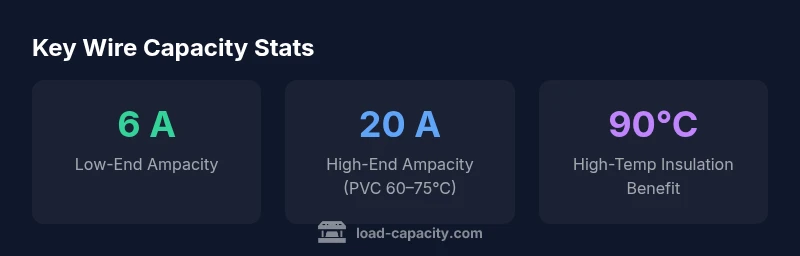 Infographic showing ampacity ranges for 1.5 mm wire under different insulation temperature ratings