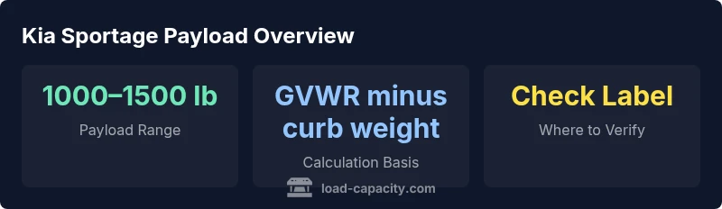 Infographic showing Kia Sportage payload ranges and loading guidelines