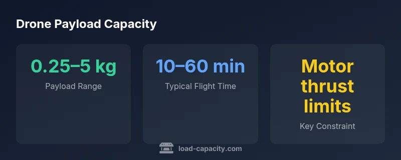 Graphic showing payload ranges across drone classes with three metric blocks