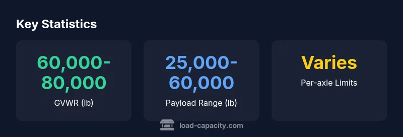 Infographic showing GVWR, payload range, and axle limits for quad axle dump trucks