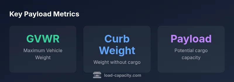 Infographic showing GVWR, curb weight, and payload capacity with three colored tiles