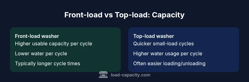 Infographic comparing front-load and top-load washing machine capacity