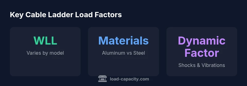 Infographic showing WLL, materials and dynamic factors for cable ladder capacity