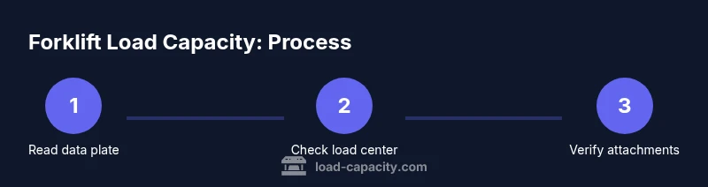 Process infographic showing steps to check forklift load capacity