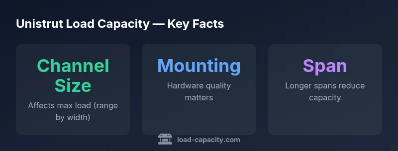 Infographic showing unistrut channel load capacity factors