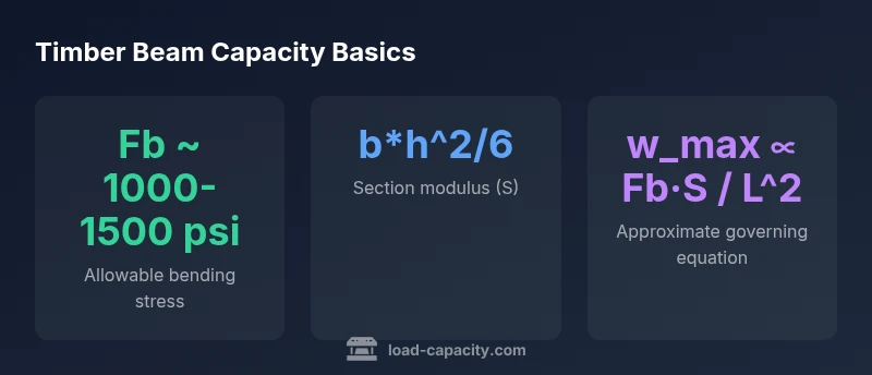 Infographic showing timber beam capacity factors and simple calculation
