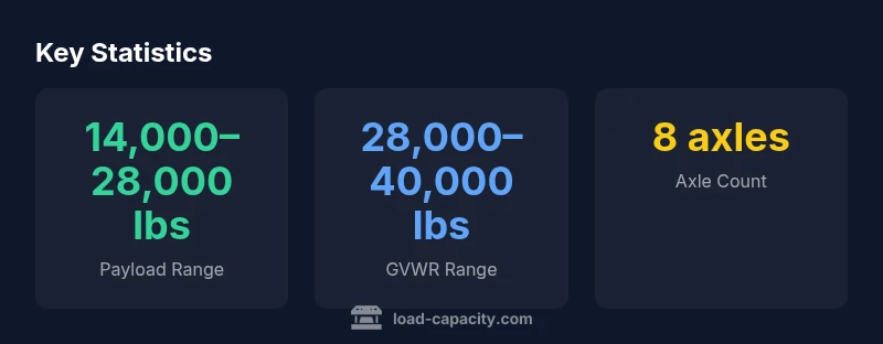 Infographic showing payload range, GVWR range, and axle count for 16-wheel trailers