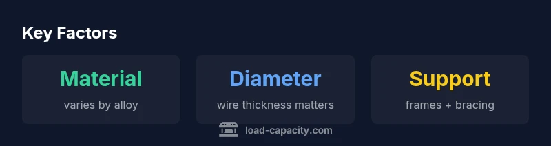 Infographic showing material, diameter, and support as factors in wire mesh load capacity
