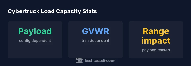Infographic showing Cybertruck payload, GVWR, and range impact
